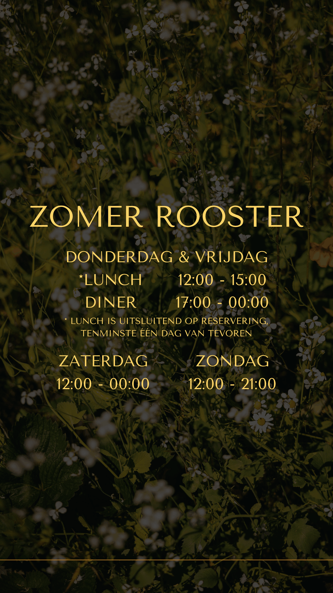 Zomer openingstijden 2